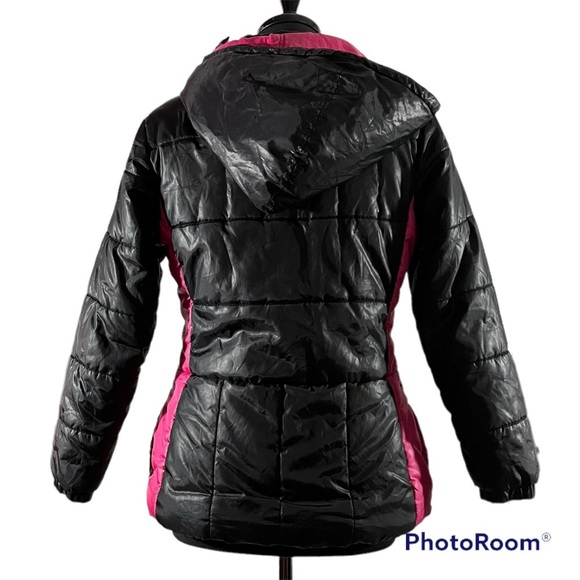 Puma Girl's Puff Jacket Black and Pink GUC Size 12 Winter Ready - Picture 4 of 8